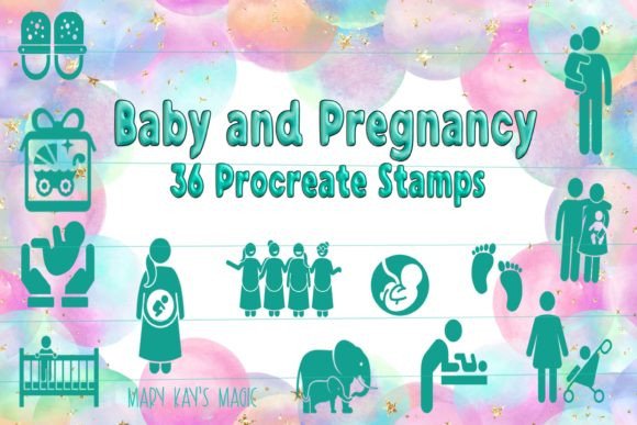 Procreate Pregnancy and Baby Stamps: 36 Essential Brushes for Modern Digital Design