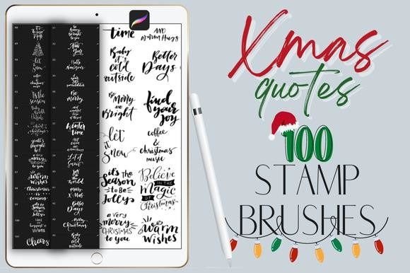 Transform Your Holiday Art with 100 Hand-Drawn Procreate Christmas Quotes Stamps