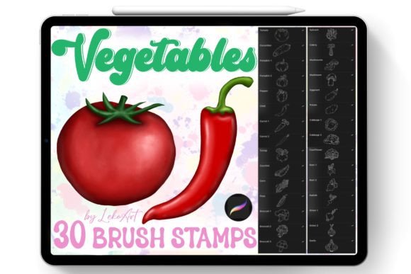 Transforming Digital Illustration with the Vegetables Brush Stamp Procreate Set